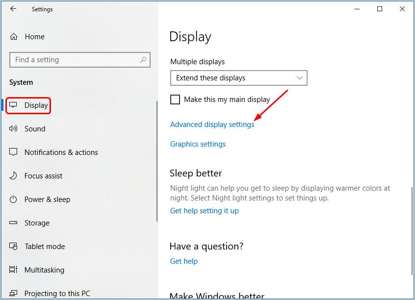 display settings