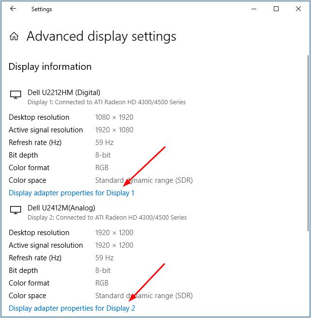 advanced display settings