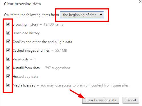 clear browsing data