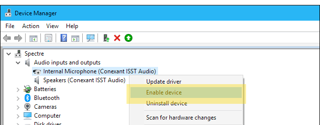 windows 10 microphone device manager