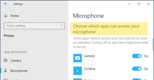 windows 10 allow apps to access microphone