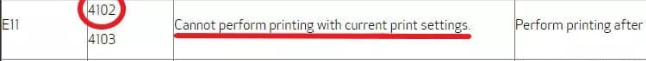 Error 4102 description - cannot perform printing